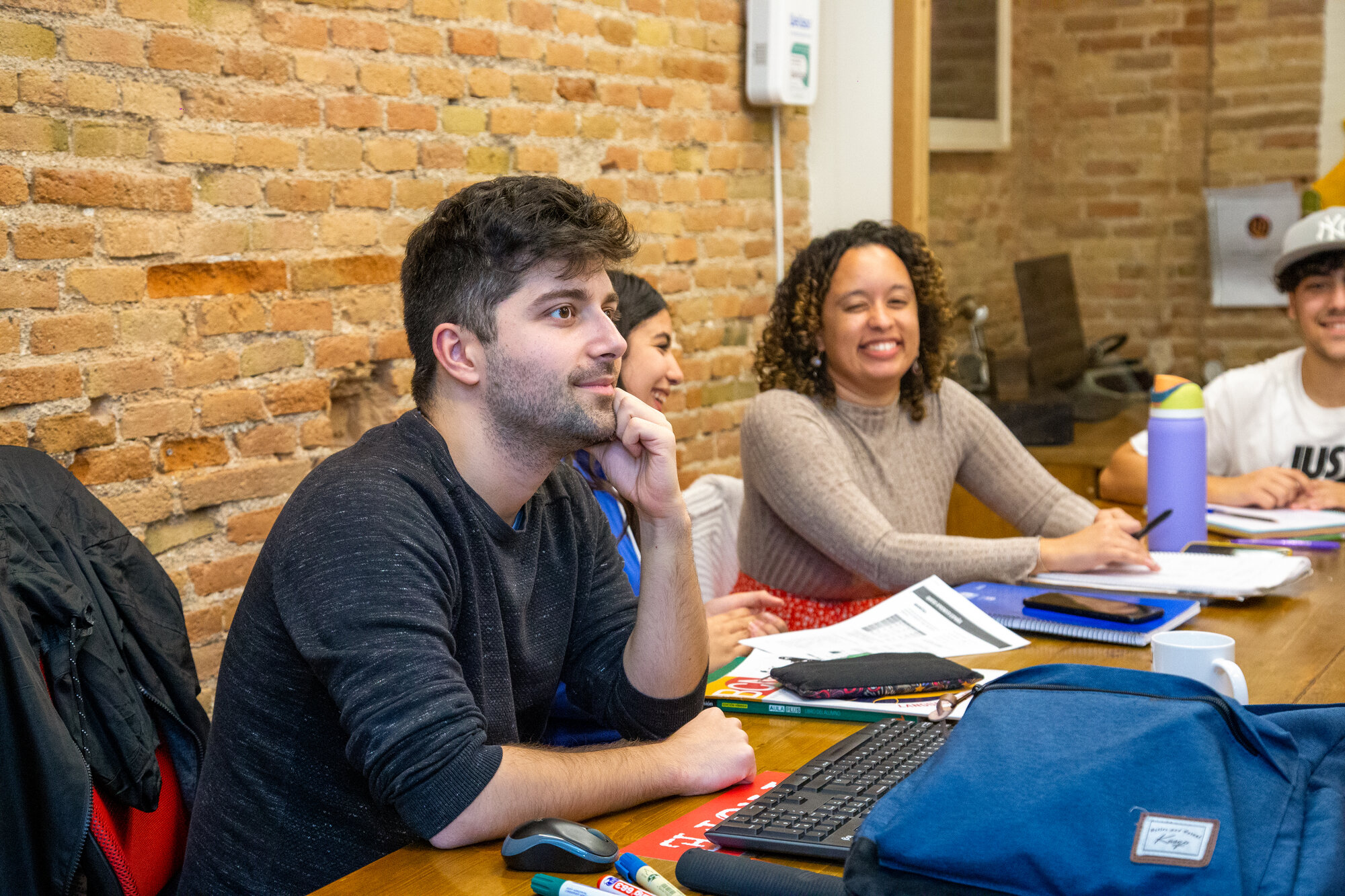 Focused student in a Catalan class at BCNLIP