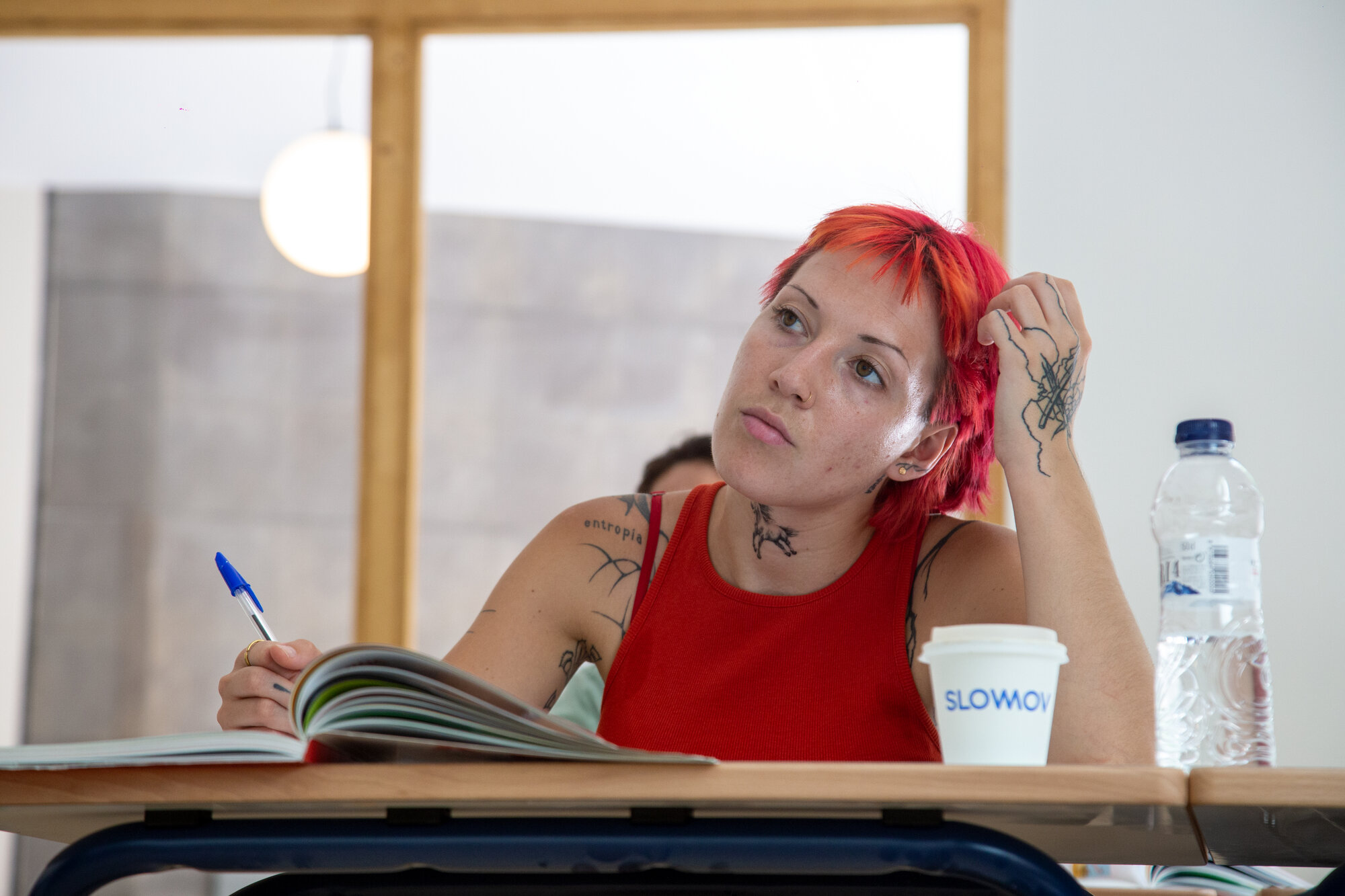 Thoughtful student in a Catalan class at BCNLIP